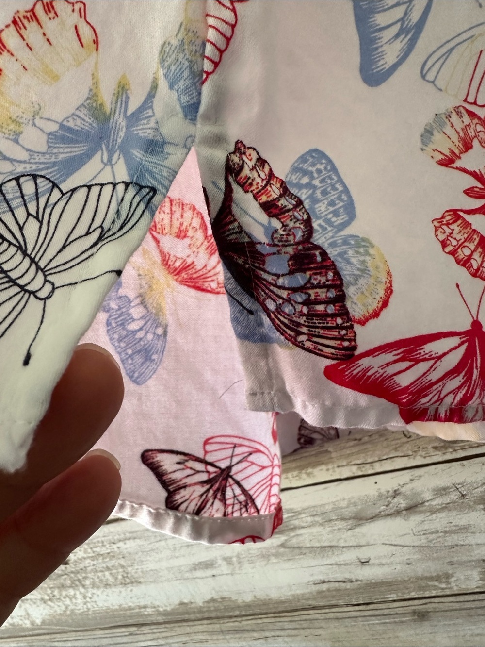 🦋 Foxcroft NYC Butterfly Print Shirt Size 14 White 100% Cotton Wrinkle Free - Picture 5 of 10
